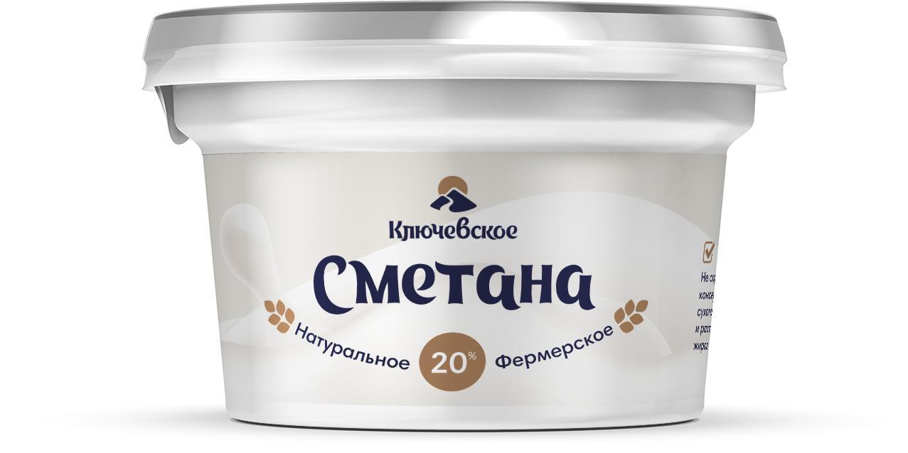 Сметана 20% Ключевское 200 гр., пластиковый стакан