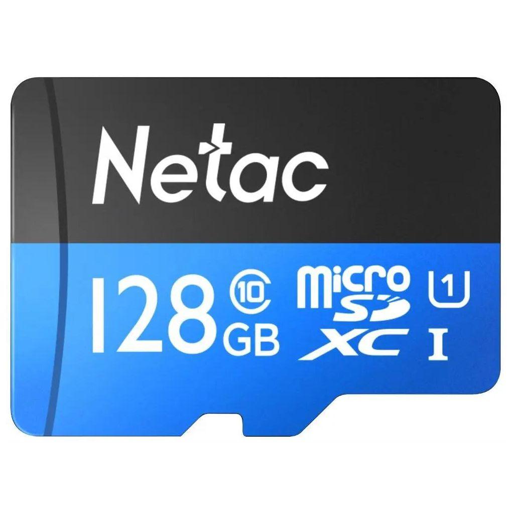 Карта памяти microSDXC UHS-I U1 NETAC P500 128 ГБ, 80 МБ/с, Class 10, NT02P500STN-128G-R, 1 шт., переходник SD