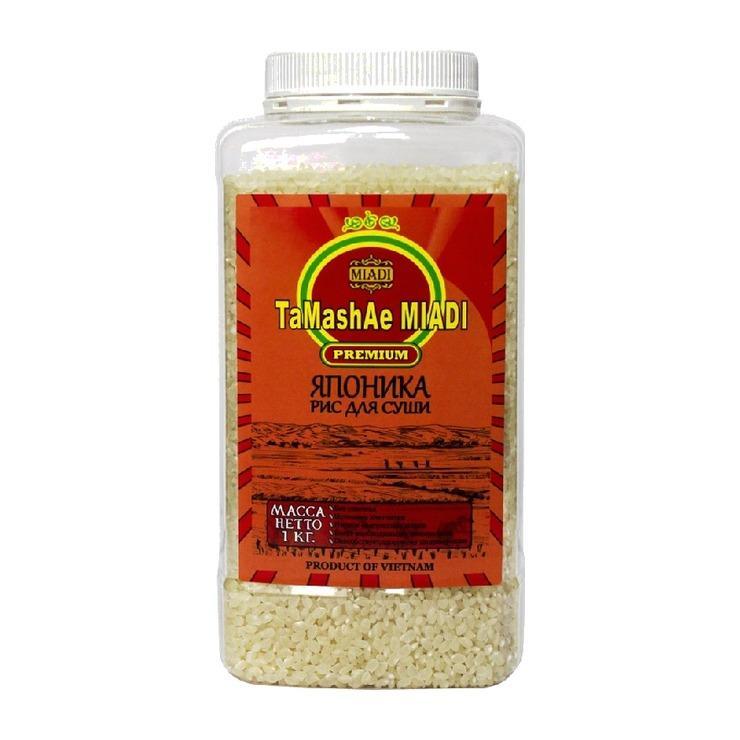 Рис Tamashae Miadi PREMIUM Японика для суши 1 кг., ПЭТ