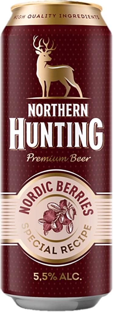 Напиток пивной Northern Hunting северные ягоды светлый фильтрованный пастеризованный 5,5% 430 мл., ж/б