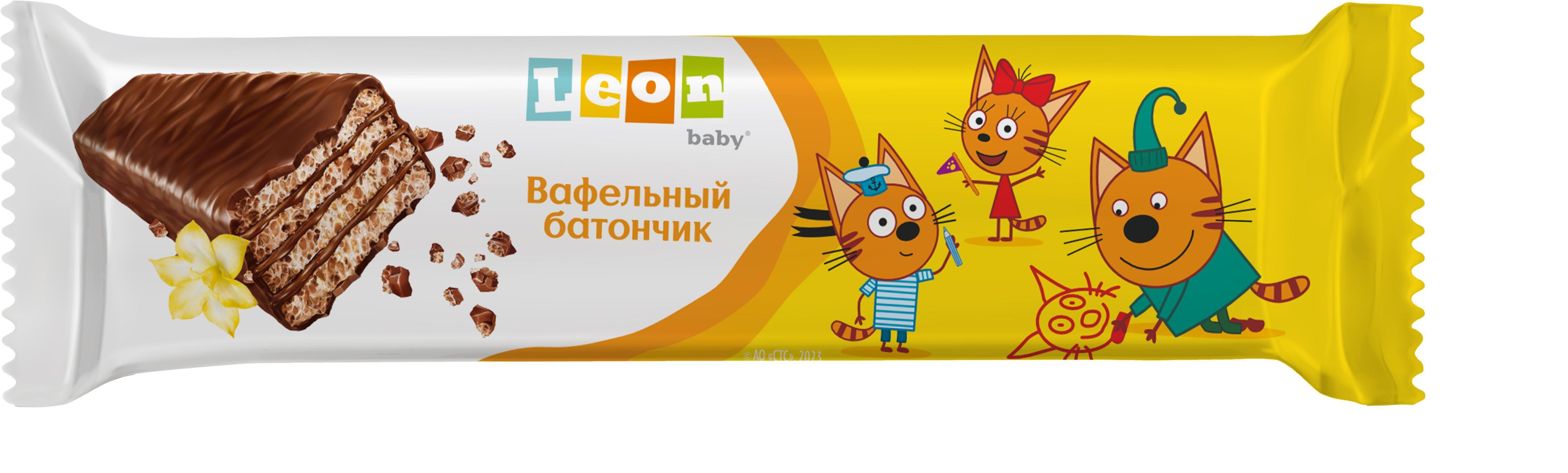 Батончик вафельный Leon baby Три кота 35 гр., флоу-пак