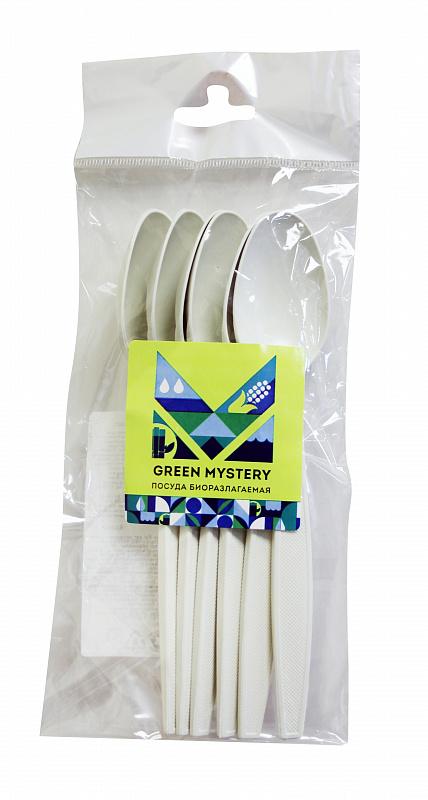 Вилка одноразовая 180 мм, бел., кукурузный крахмал, 6 шт/упак GREEN MYSTERY 480 шт/кор КИТАЙ, 6 шт