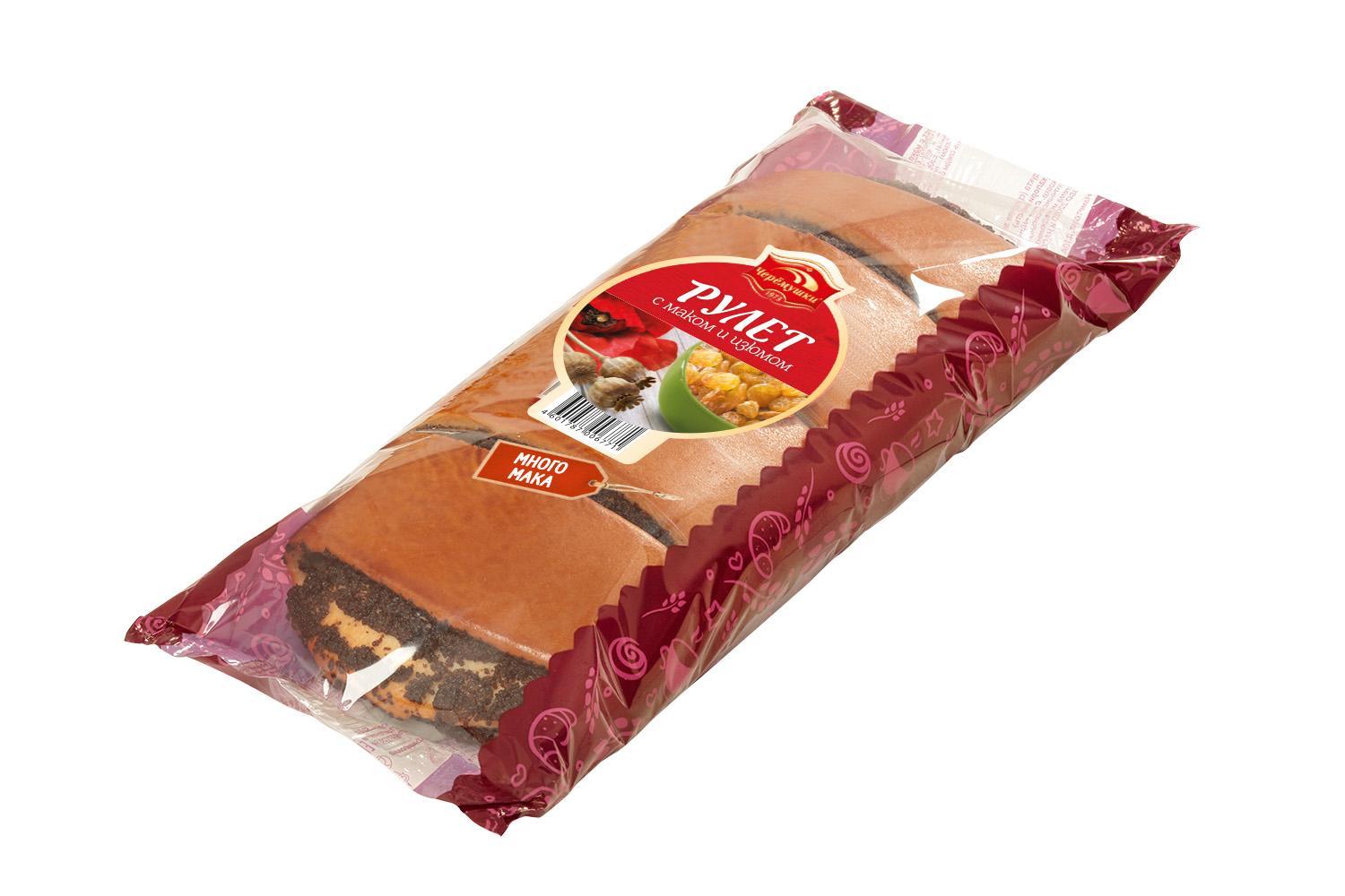 Рулет Черемушки с маком и изюмом 300 гр., флоу-пак