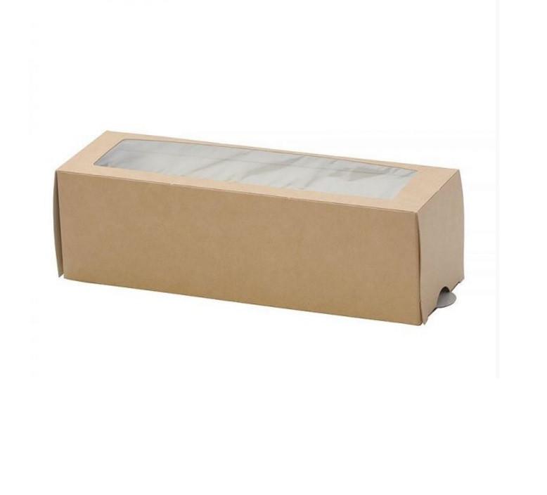 Коробка Do ECO, 180х55х55 мм., МВ 6, с окном, для Макарони, коричневая, 50 шт.