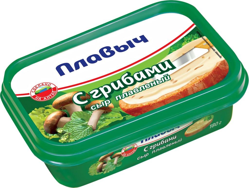Продукт с грибами плавленый с сыром Плавыч, 180 гр., пластиковый контейнер
