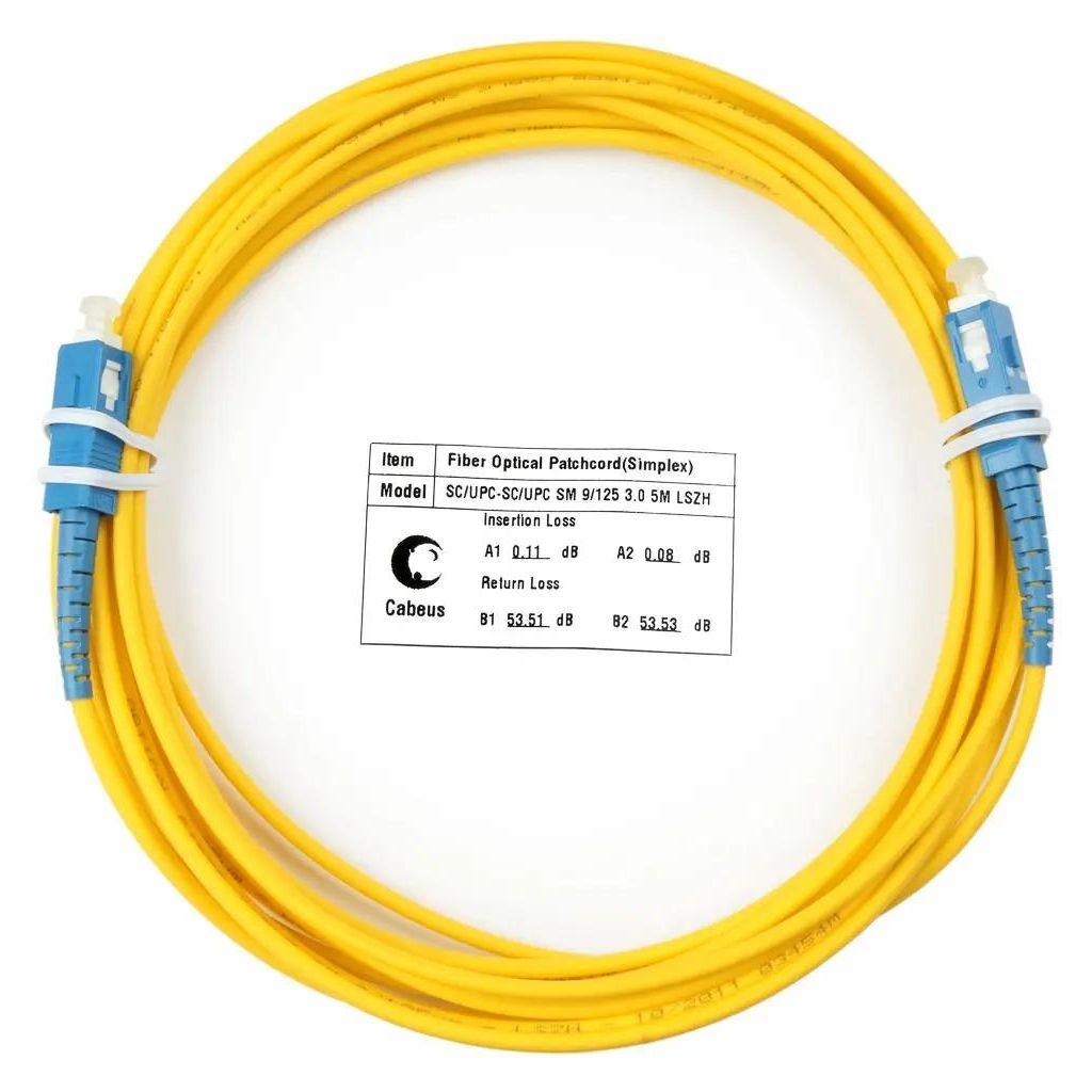 Патч-корд CABEUS FOP(s)-9-SC-SC-5m 1 9/125 OS2 5м LSZH желтый