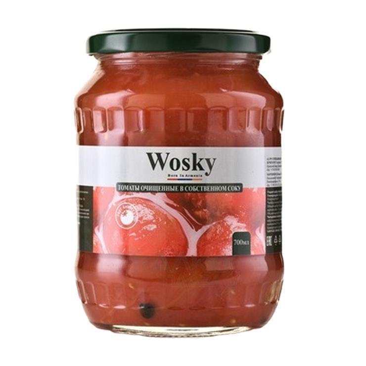 Томаты WOSKY очищенные с базиликом 680 гр., стекло