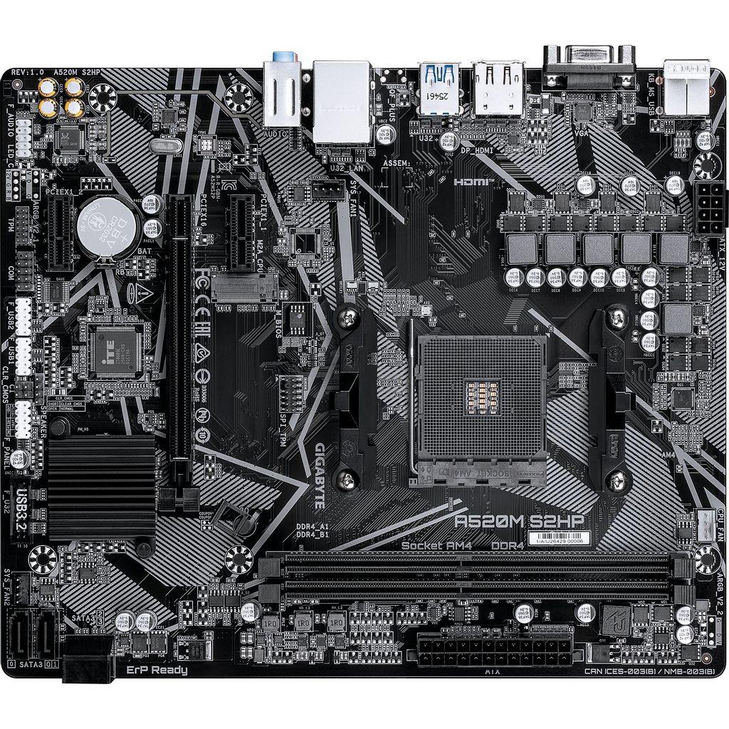 Материнская плата Gigabyte A520M S2HP, Socket AM4, AMD A520, mATX, Ret