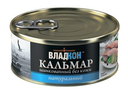 Кальмар Владкон тушка филе натуральный 185 гр., ж/б