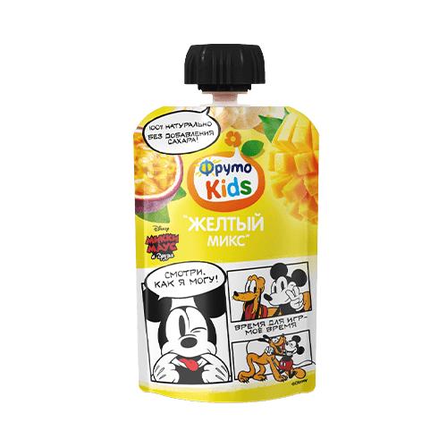 Пюре яблоко-банан-абрикос-манго-маракуйя ФрутоKids, 90 гр., дой-пак с дозатором