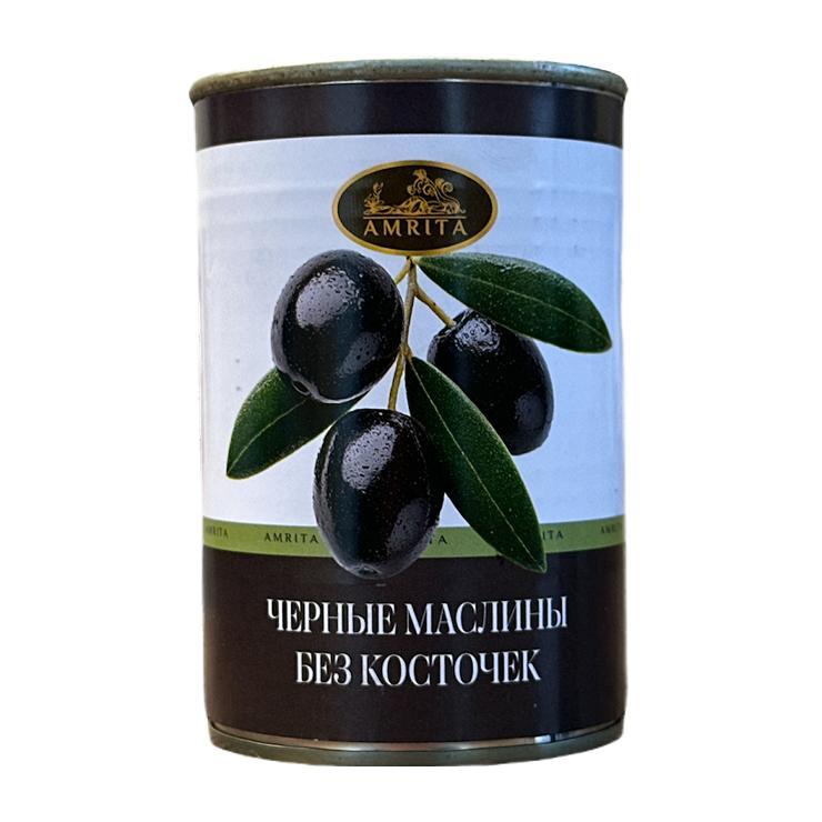 Маслины Amrita без косточки ключ 300 гр., ж/б