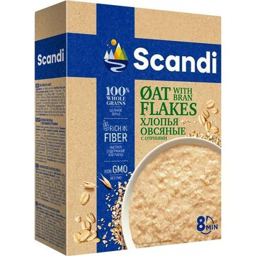 Хлопья овсяные Scandi с овсяными отрубями 400 гр., картон