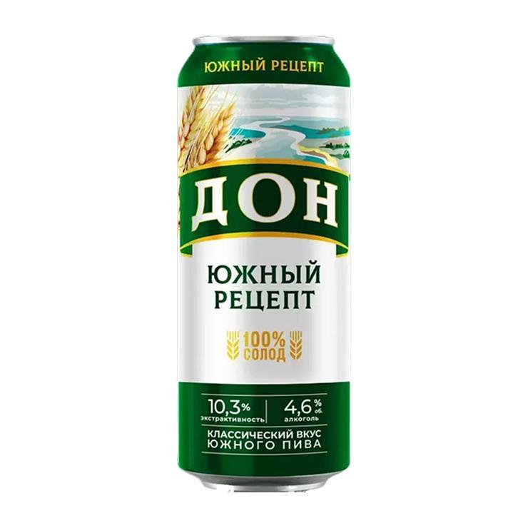 Пиво Дон Южный рецепт светлое пастеризованное 4,6% 450 мл., ж/б