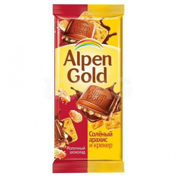 Шоколад Alpen Gold соленый арахис и крекер 90 гр., флоу-пак