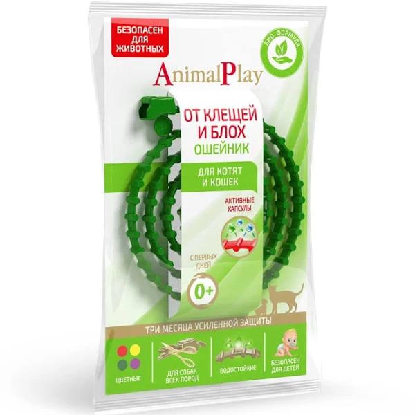 Ошейник репеллентный для кошек Animal Play зеленый 38 мм.