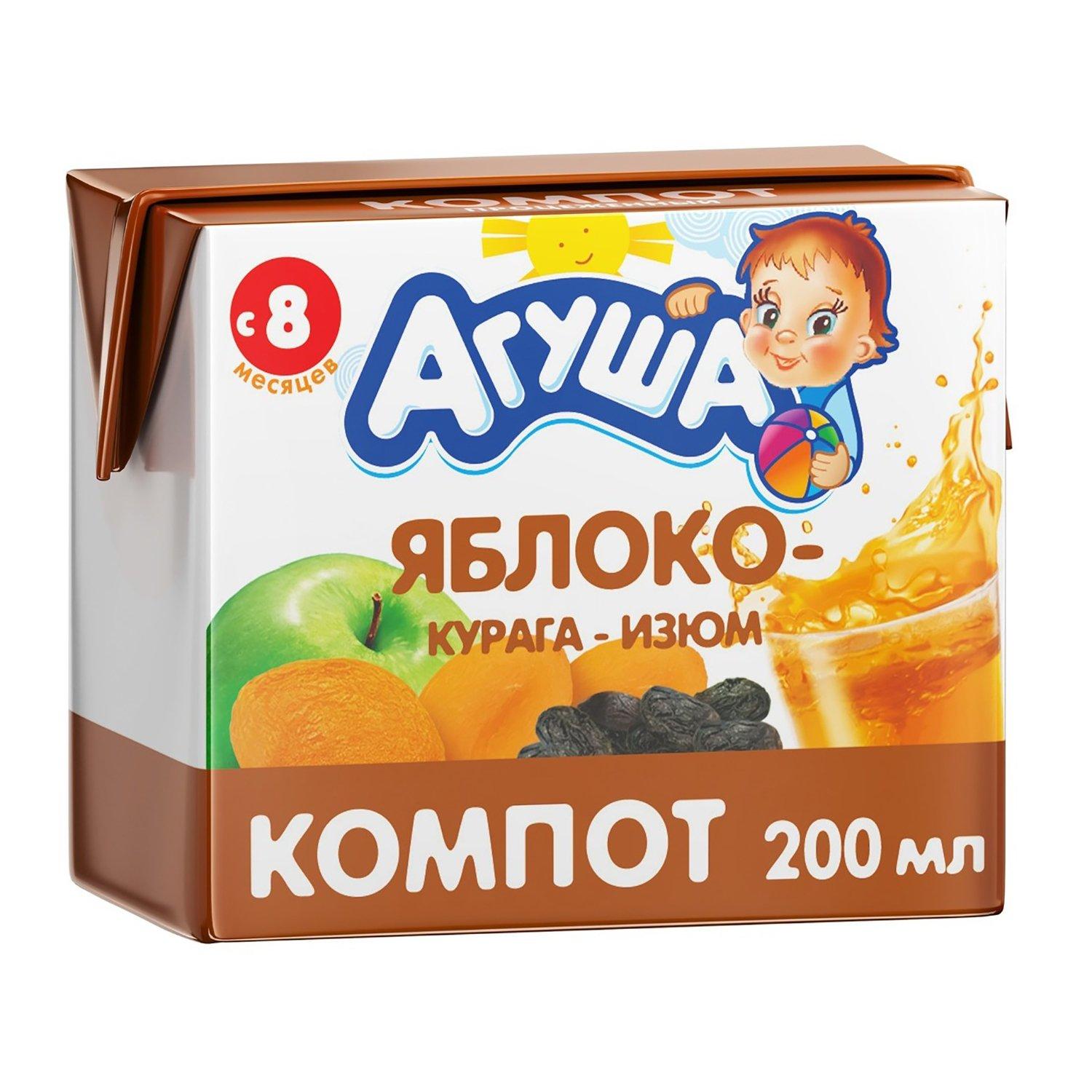 Компот Агуша яблоко-изюм-курага, 200 мл., ПЭТ