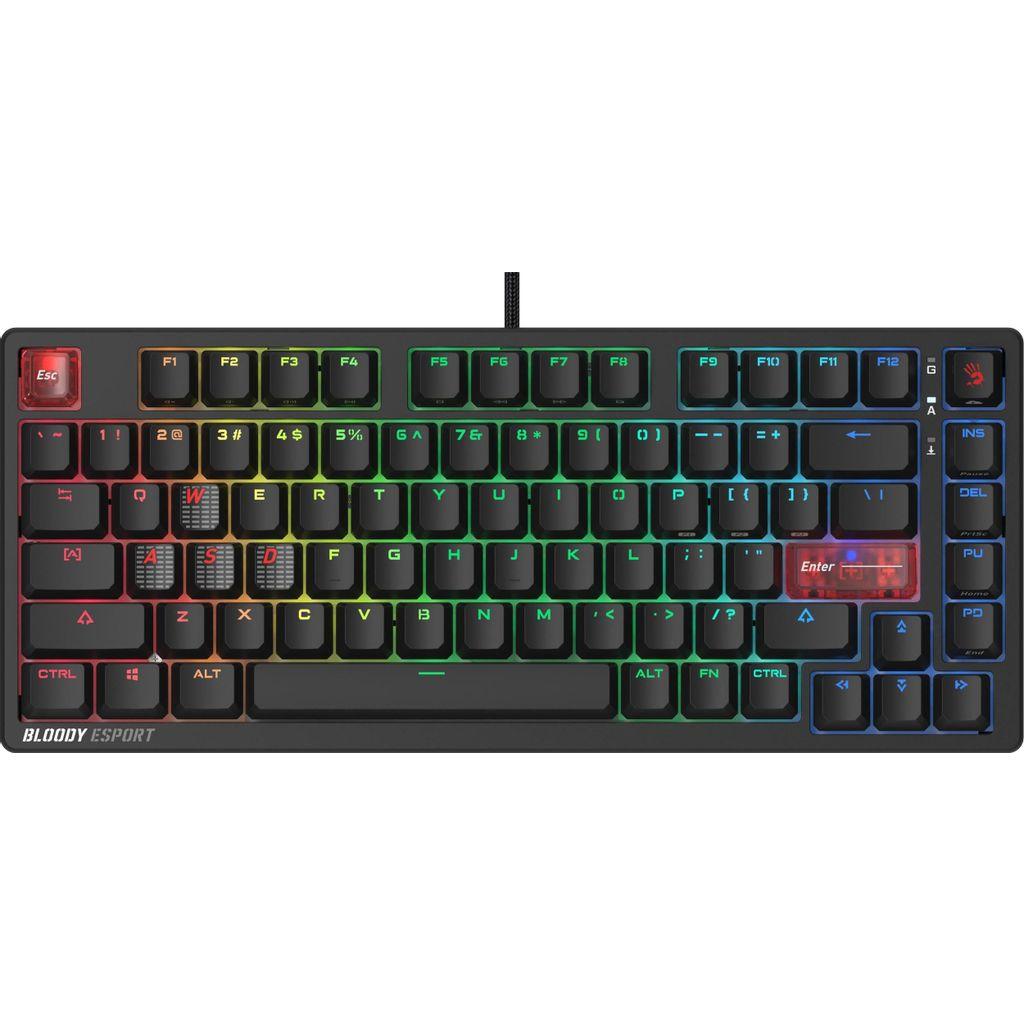 Клавиатура A4TECH Bloody MS76, проводная, USB, механическая, магнитная, заводское нанесение кириллицы, черный