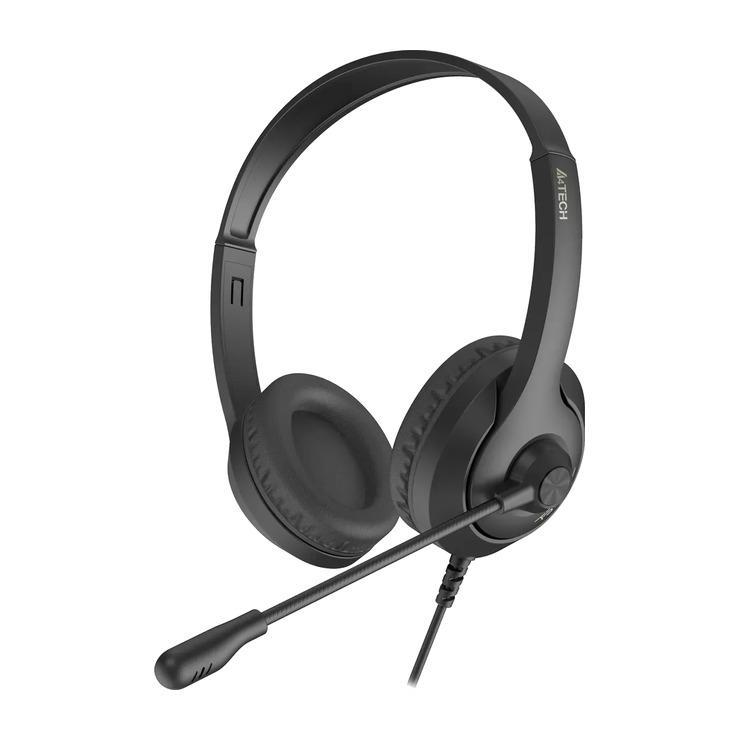 Гарнитура A4TECH Fstyler FH100i, для компьютера, накладные, проводные, черный [fh100i (stone black)]