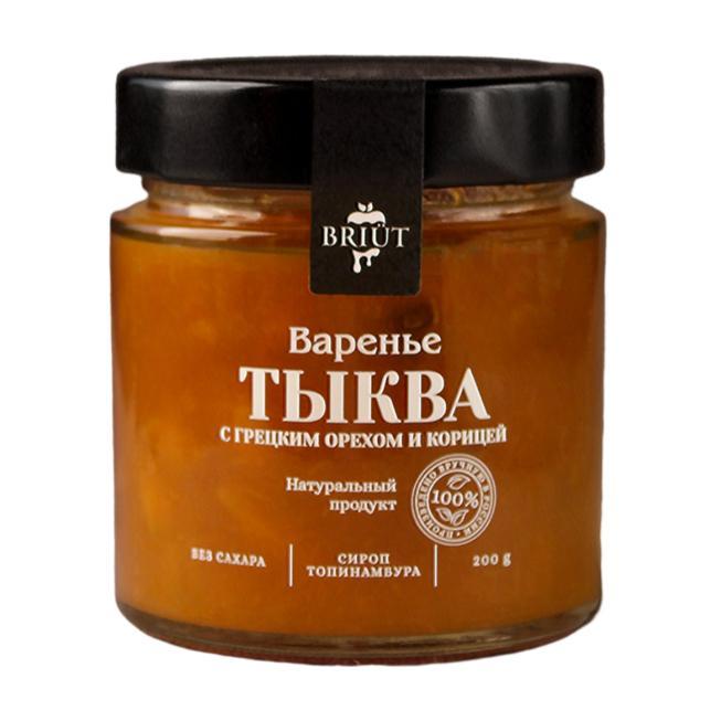 Варенье Briut Тыква с грецким орехом и корицей на сиропе из топинамбура 200 гр., стекло