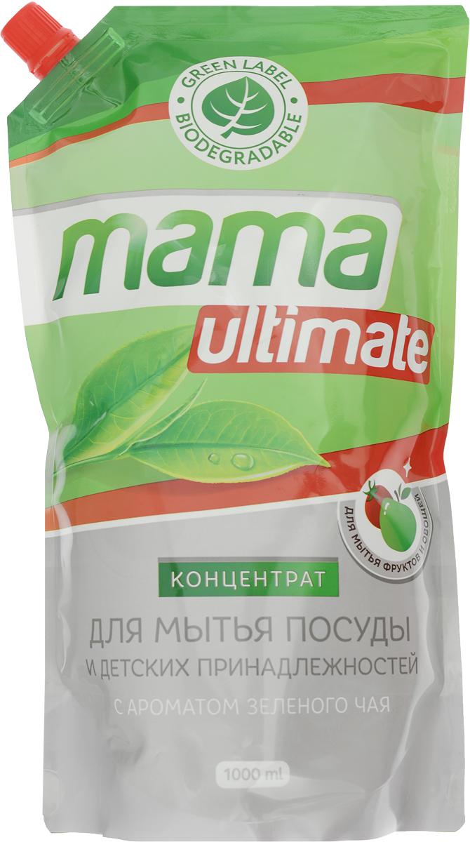 Средство для мытья посуды и детских принадлежностей Mama Ultimate с ароматом зеленого чая Концентрат,1 л.,ПЭТ