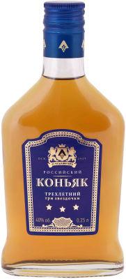 Коньяк Российский Три звездочки 40%, 250 мл., стекло