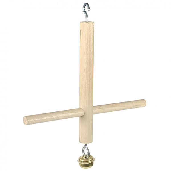 Игрушка для птиц PetStandArt Колокол с жердочкой дерево 15x14 см.