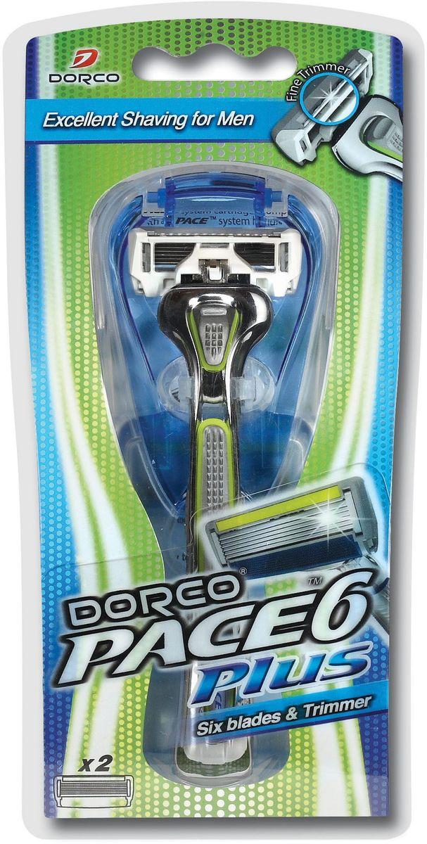 Cтанок для бритья Dorco Pace 6 с триммером 2 сменные кассеты, блистер