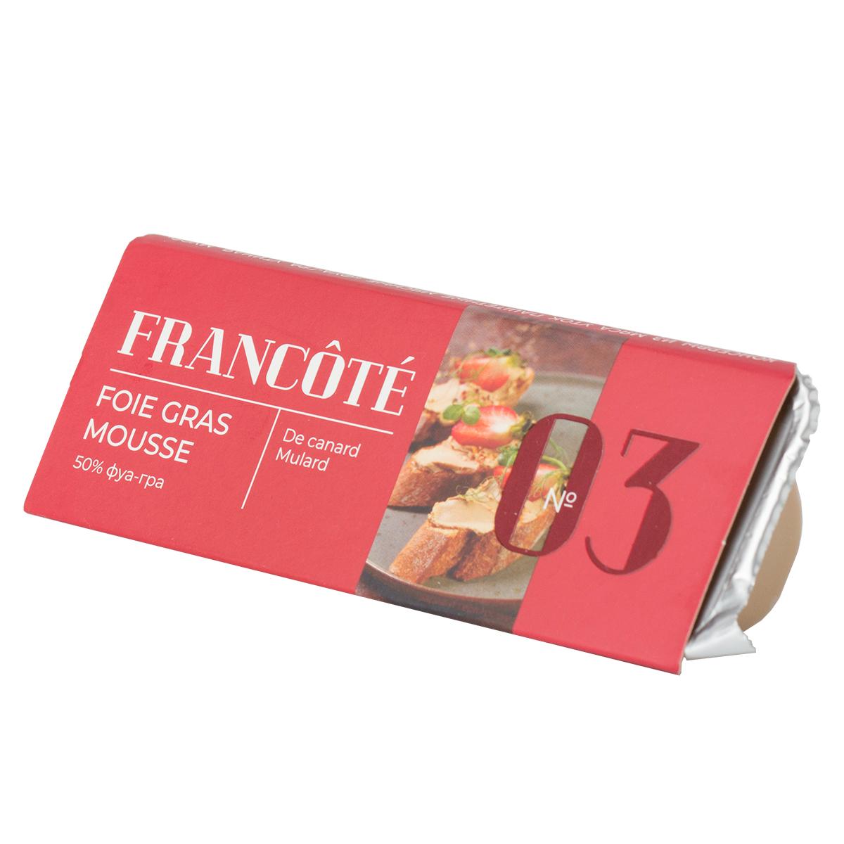 Фуа-гра утиная Галерея вкуса francote 03 foie gras mousse утиная 50% мусс охлажденный, 85 гр., ПЭТ