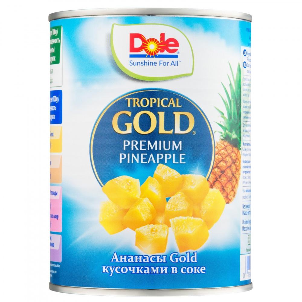 Ананасы Dole Gold кусочками в соке 567 гр., ж/б