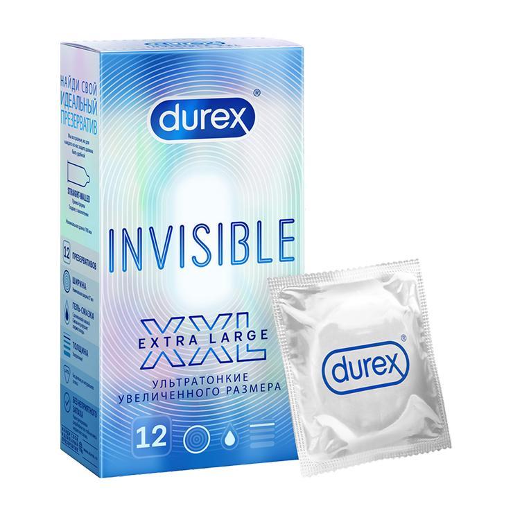 Презервативы Durex XXL Invisible увеличенного размера 12 шт. 50 гр., картон