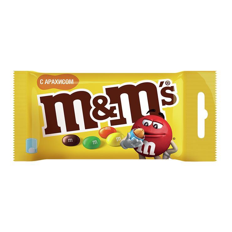 Драже M&M's с арахисом 45 гр., флоу-пак