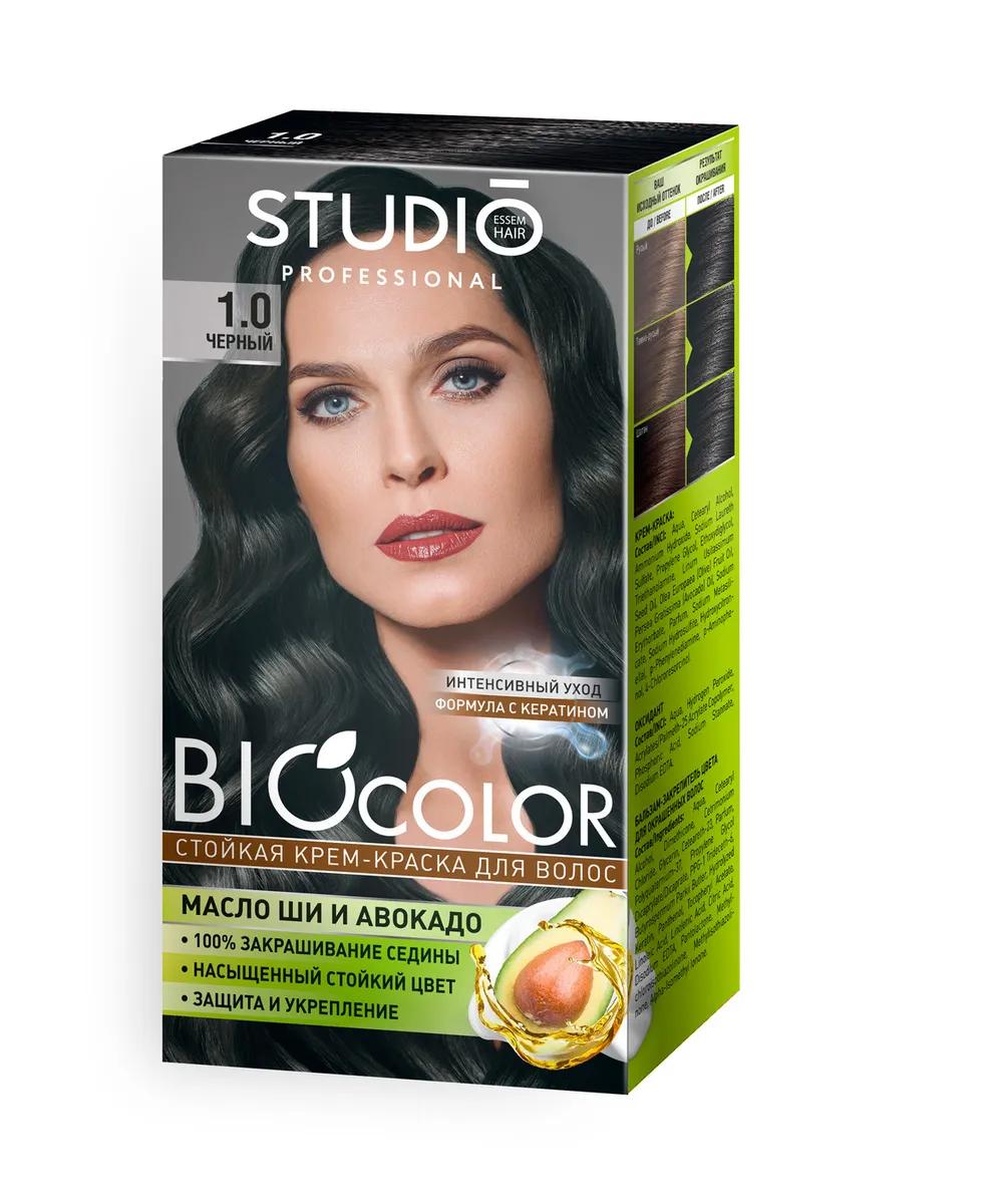 Крем краска для волос Studio Professional BioColor тон 1.0 черный 115 мл., картон