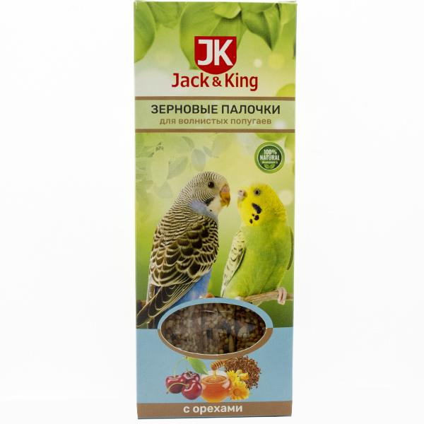 Зерновые палочки Jack&King для волнистых попугаев с орехами 3шт 90 гр., картон