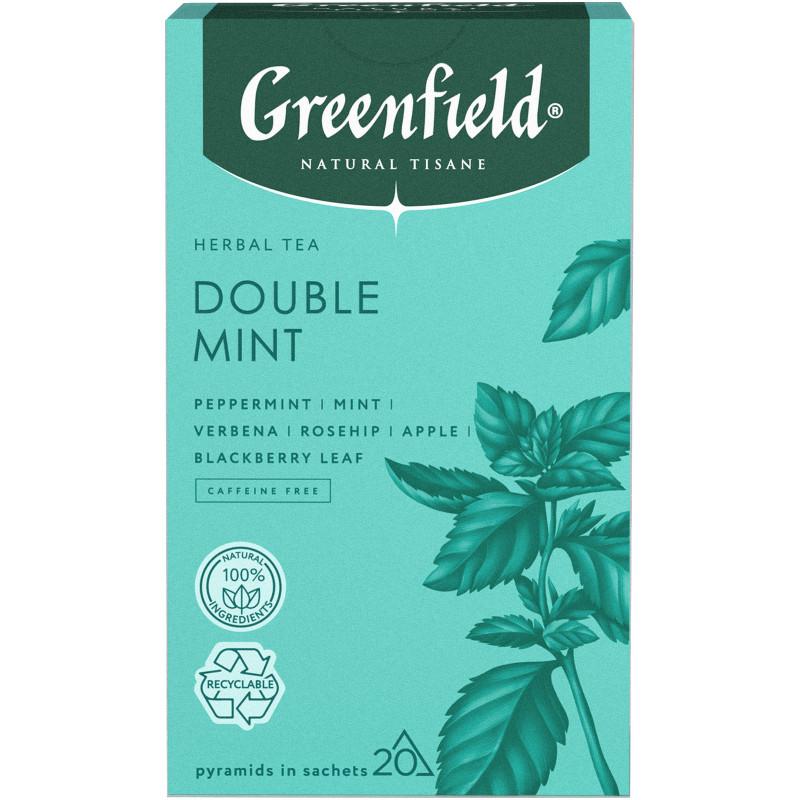 Чай Greenfield Natural Tisane Double Mint перечная и сладкая мята вербена 20 пирамидок 36 гр., картон