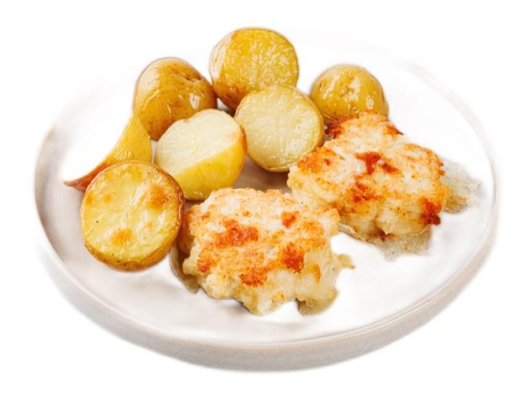 Биточки ВкусВилл из курицы и сыра с запеченным картофелем 180 гр., лоток