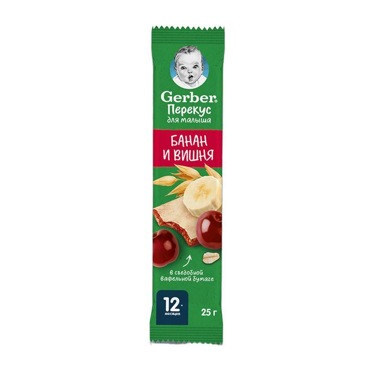 Батончик Gerber банан вишня 25 гр., флоу-пак