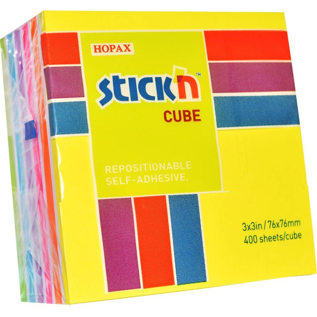 Блок самоклеящийся бумажный STICK`N 21539, 76x76, 400 л, 7 цв, неон+пастель