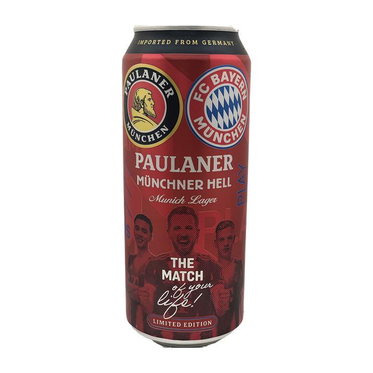 Пиво Paulaner Munchner Hell FC Bavaria светлое 4.9% 500 мл., ж/б