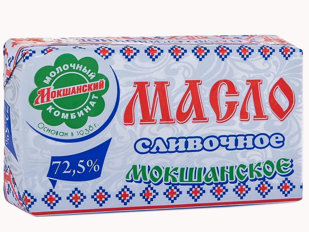 Масло сладко-сливочное Мокшанский несоленое 72,5% 185 гр., обертка