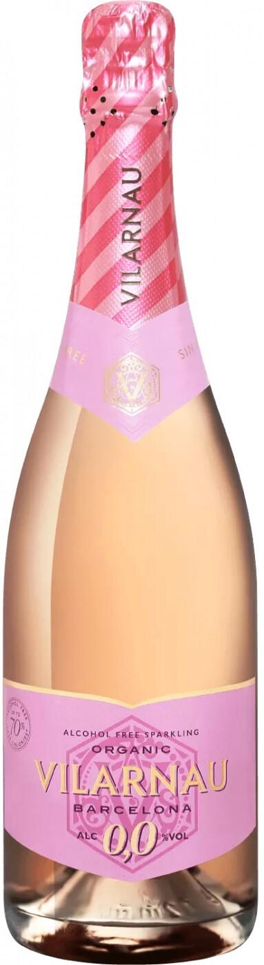 Вино Vilarnau Organic Rose безалкогольное игристое розовое полусухое 2019 Испания 750 мл., стекло