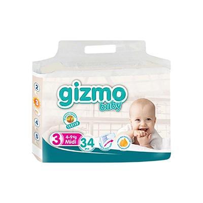 Подгузники Gizmo Midi Eco № 3 (4-9 кг.) 34 шт., пакет