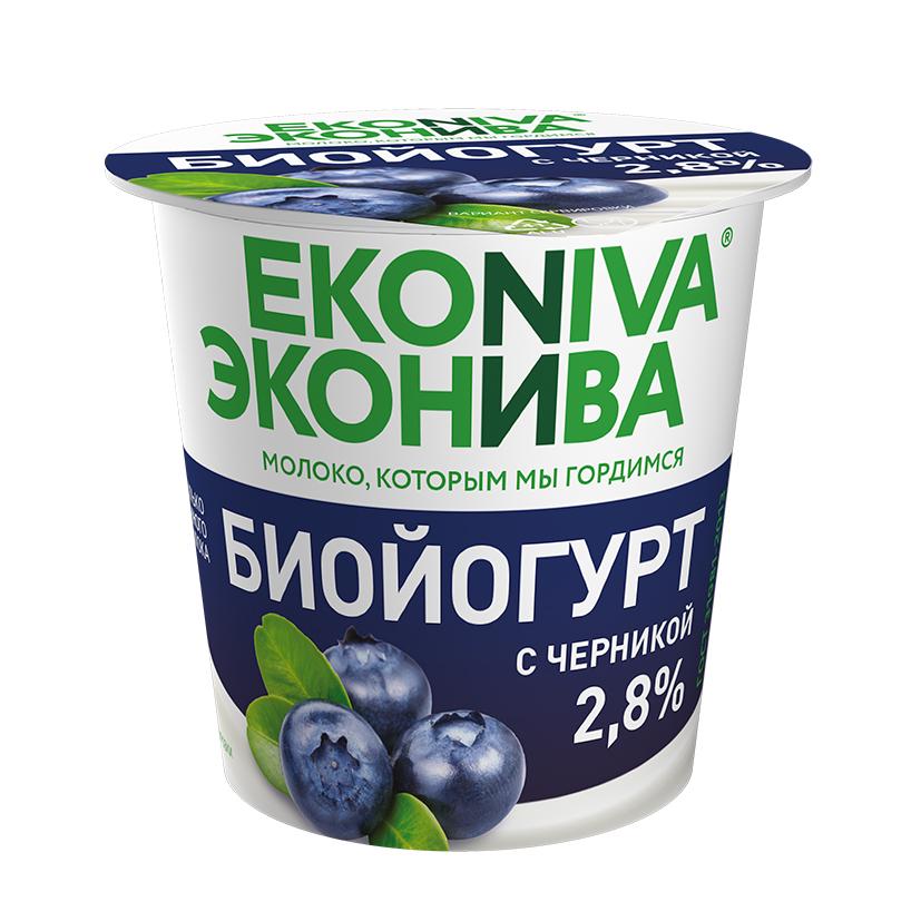 Йогурт ЭкоНива с черникой, 3,5%, 250 гр., пластиковый стакан