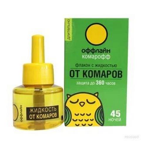Флакон с жидкостью Комарофф длительно от комаров 45 ночей защита до 360 часов, 30 мл., картон