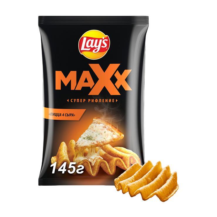 Чипсы Lay's Maxx пицца 4 сыра рифленые 145 гр., флоу-пак