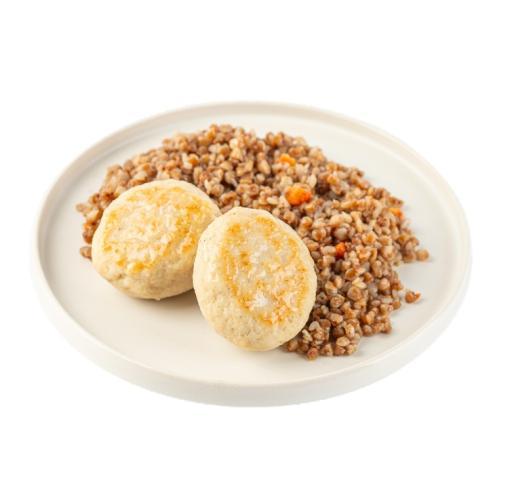 Гречка ВкусВилл с котлетами из индейки 220 гр., лоток