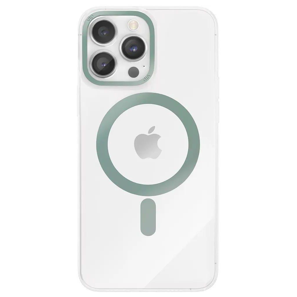 Чехол (клип-кейс) VLP 1053039, для Apple iPhone 14 Pro Max, зеленый/прозрачный