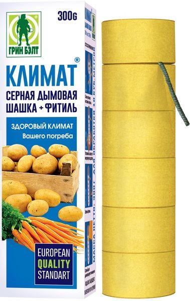 Дымовая шашка серная + фитиль для дезинфекции погребов, Грин Бэлт Климат, 300 гр., картонная коробка