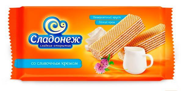 Вафли Сладонеж со сливочным кремом 170 гр., флоу-пак