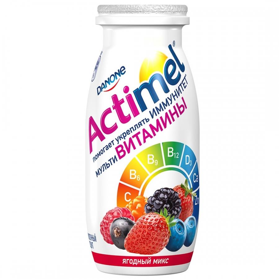 Напиток кисломолочный Actimel ягодный микс 2,5% 100 гр., ПЭТ