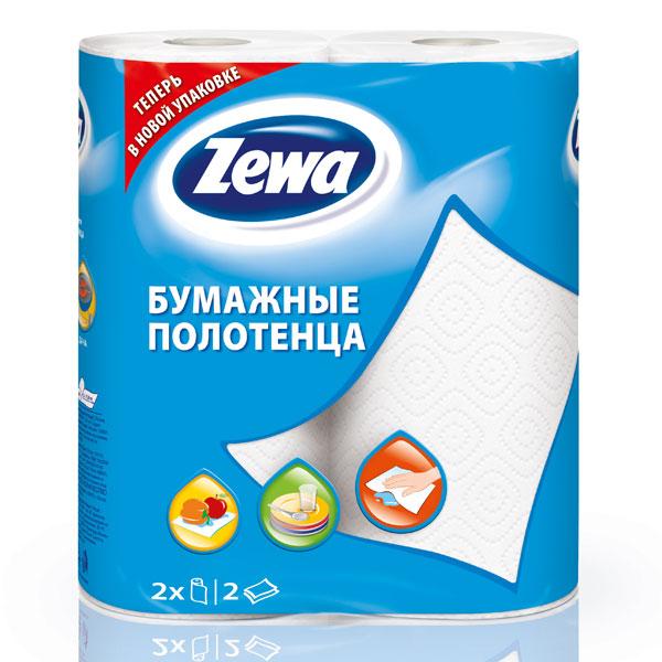 Полотенца бумажные 2 слоя, 2 шт., Zewa, флоу-пак